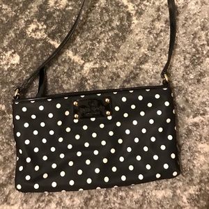 Nylon Black White Polk Dot Clutch with Straps